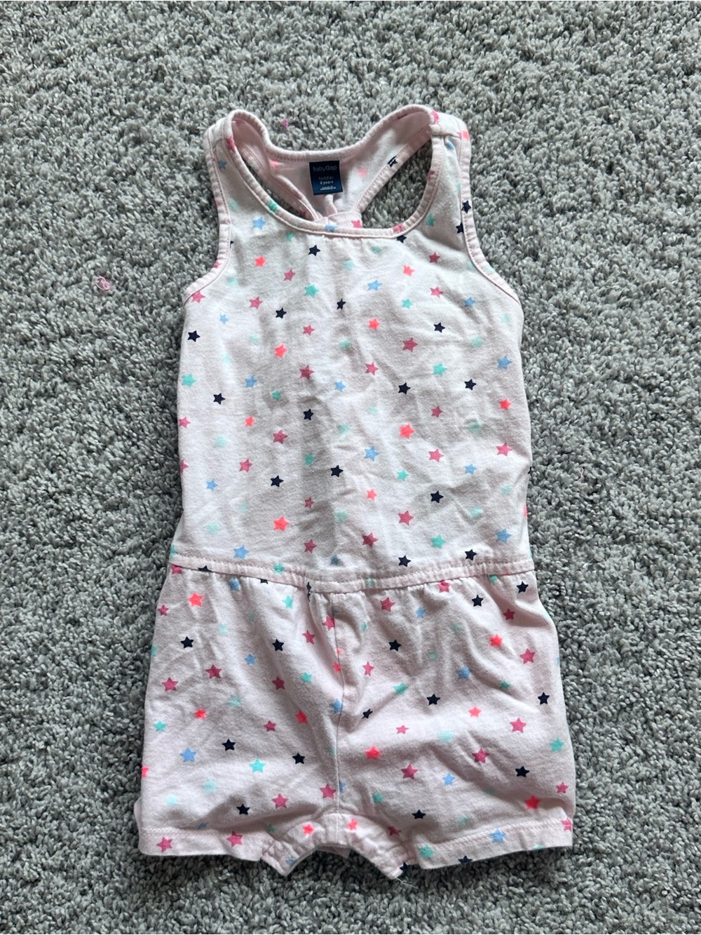 Baby Gap Toddler Girl 2T Light Pink Star Print Racerback Summer Romper